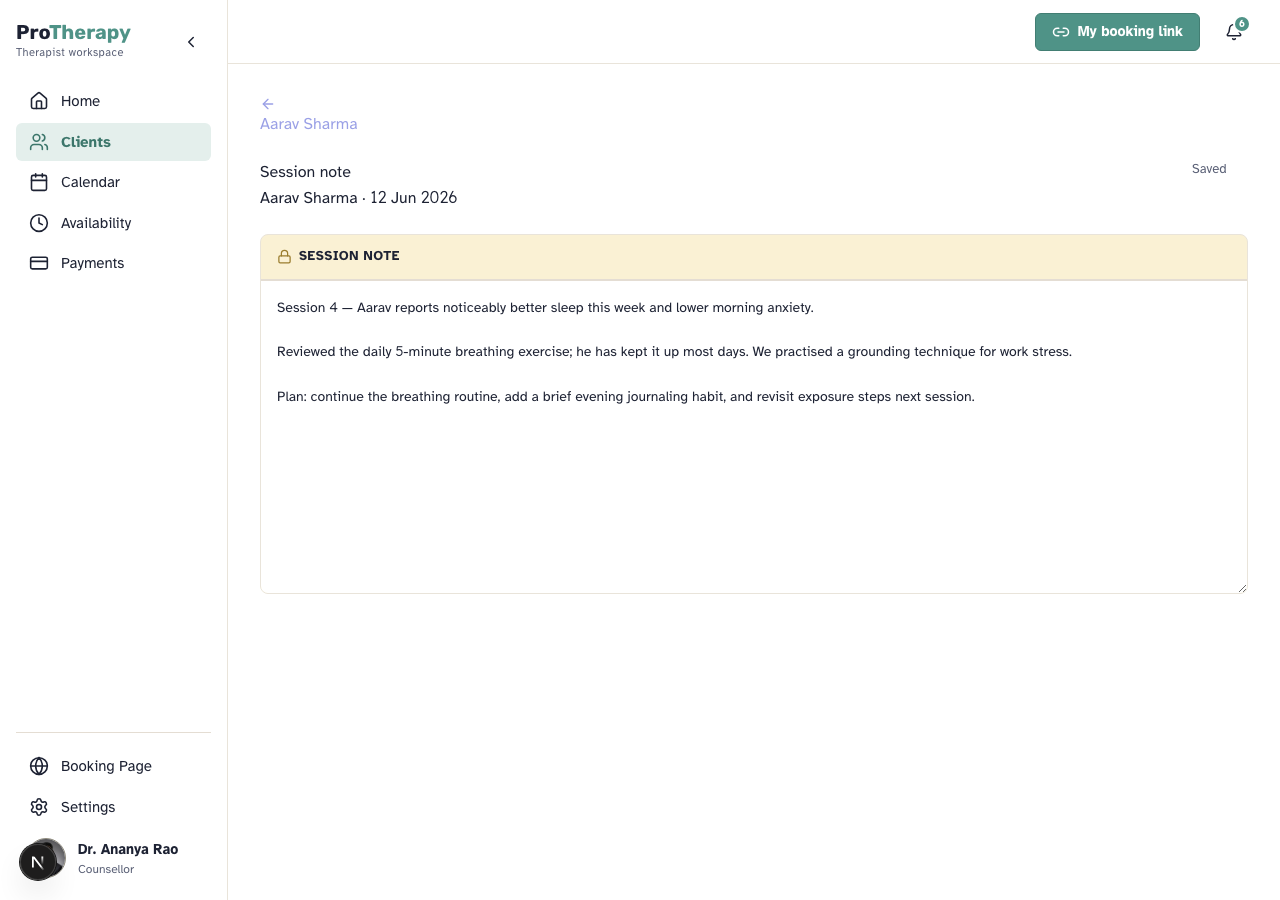 Encrypted session notes editor